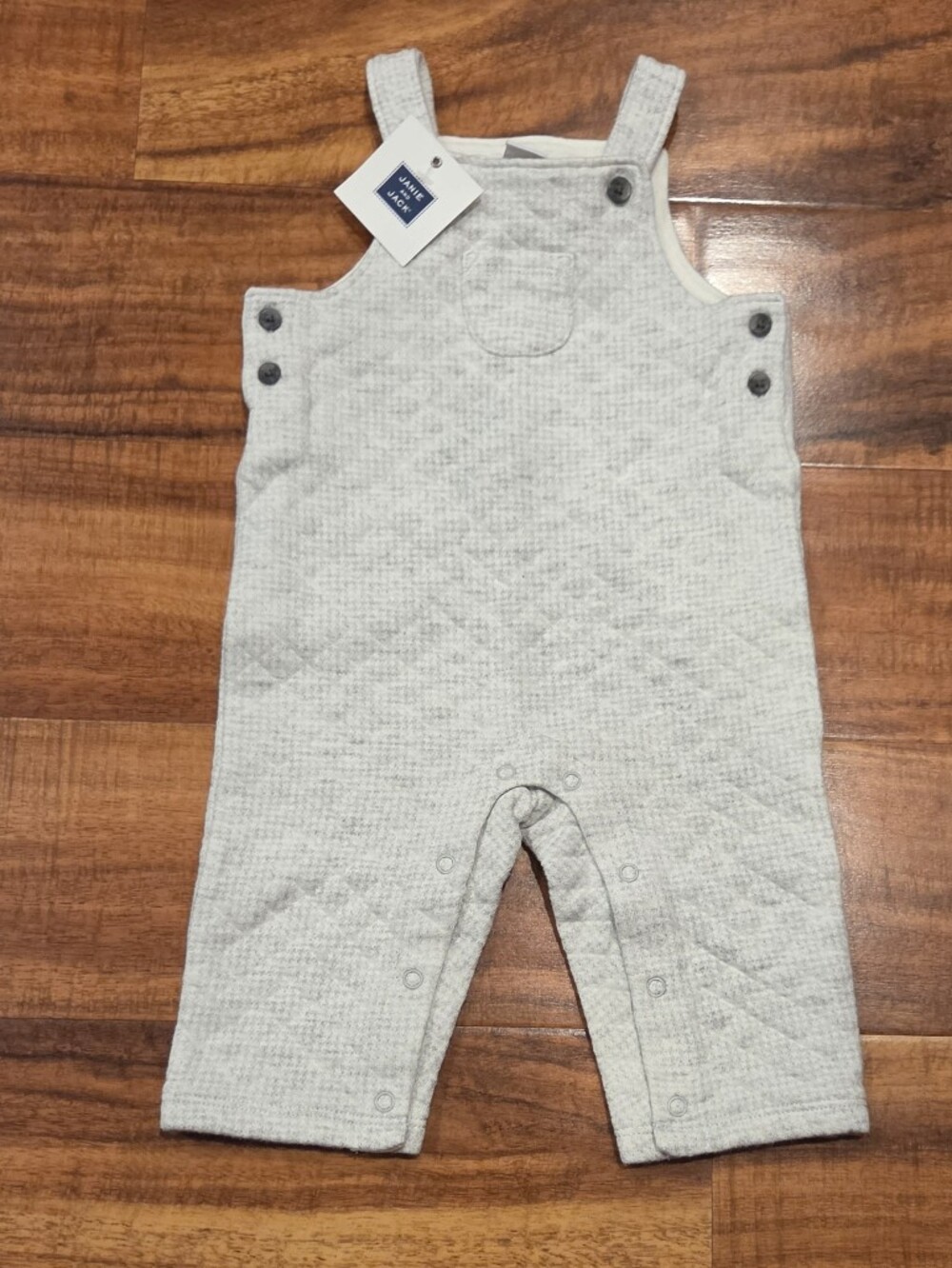 Janie and Jack NWT 3-6 Months Gray Quilted Overalls